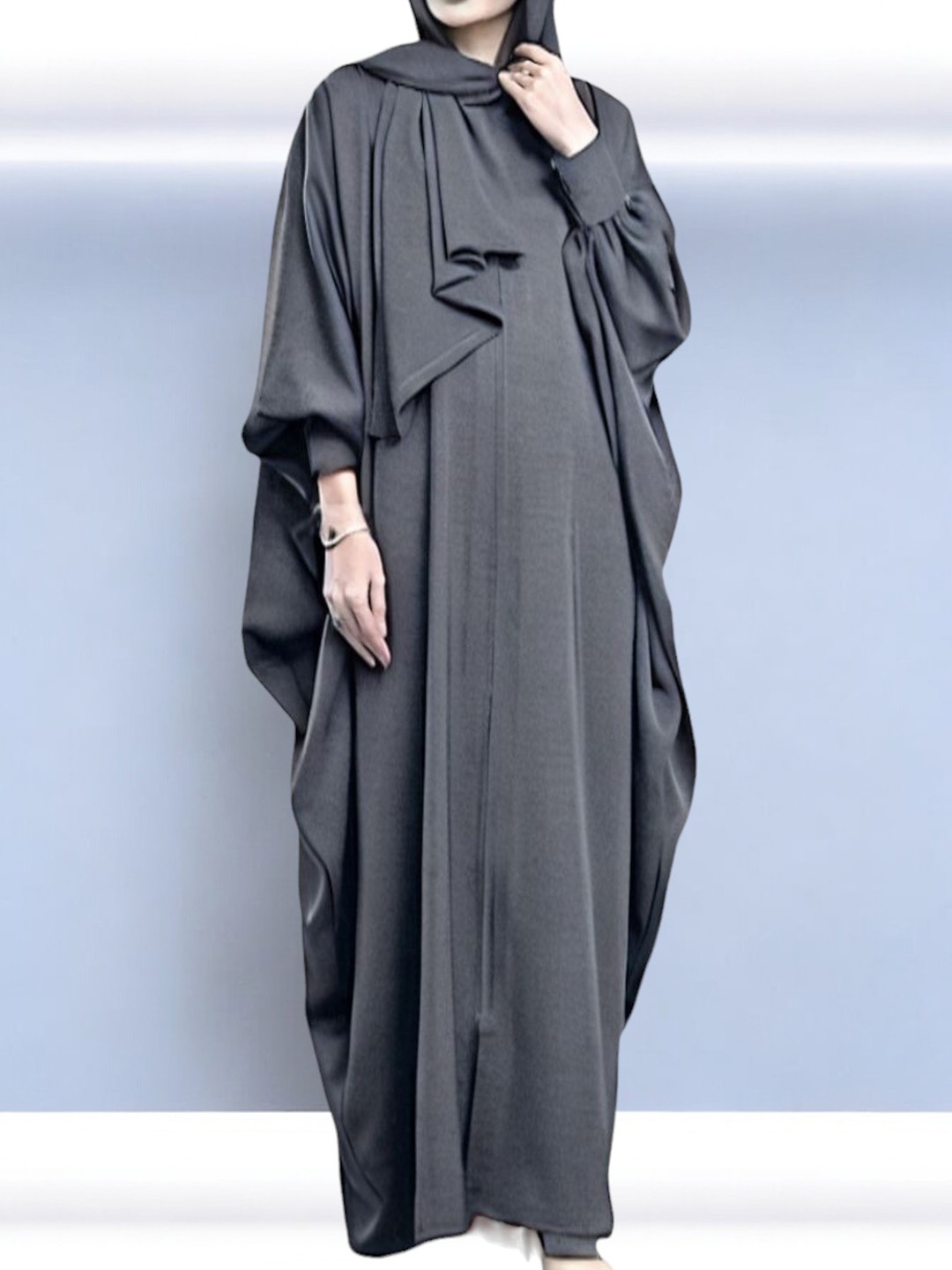 

MUSHKIYA Abaya Burqas With Scarf, Grey