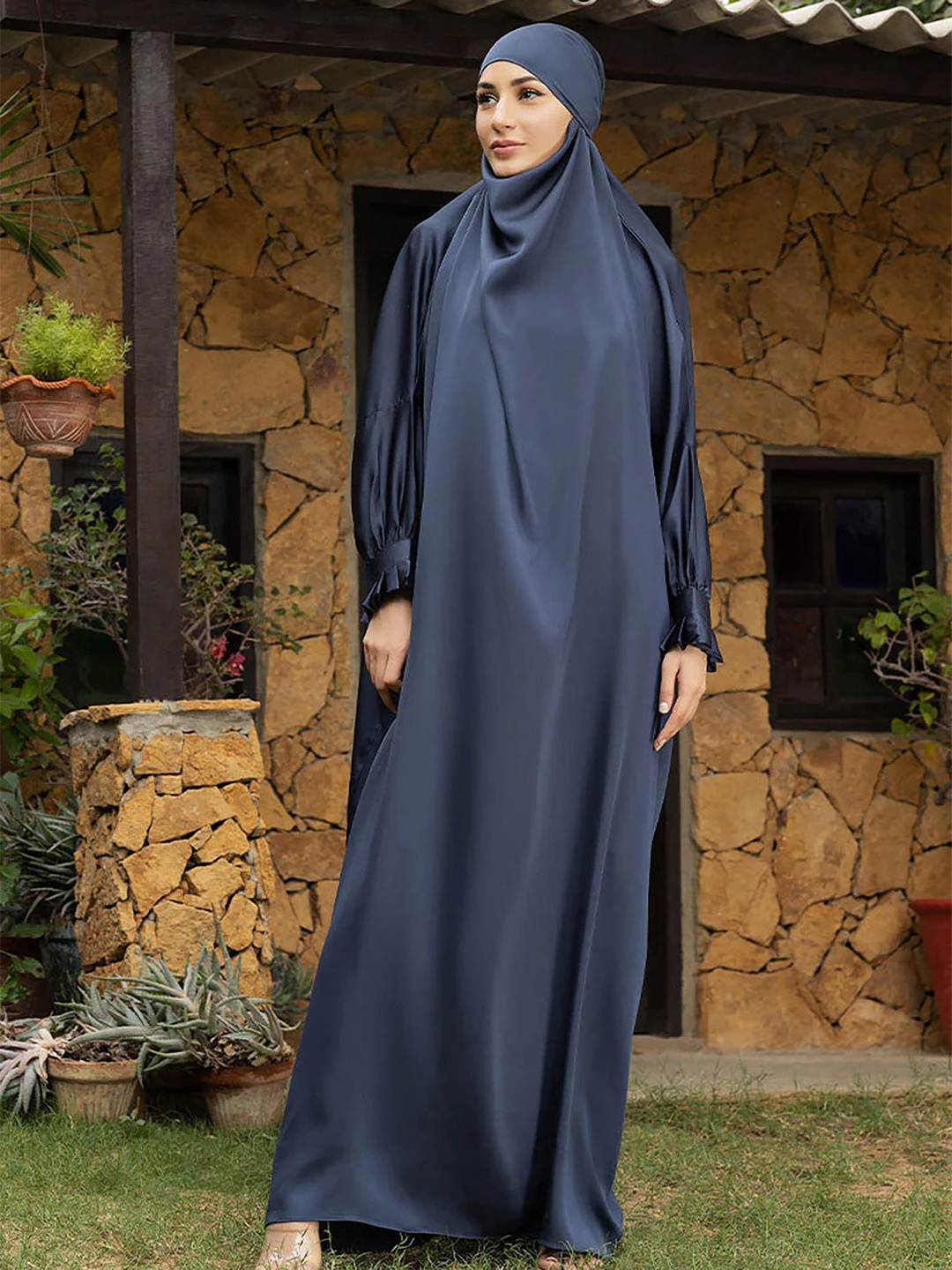 

MUSHKIYA Abaya Burqas With Scarf, Grey