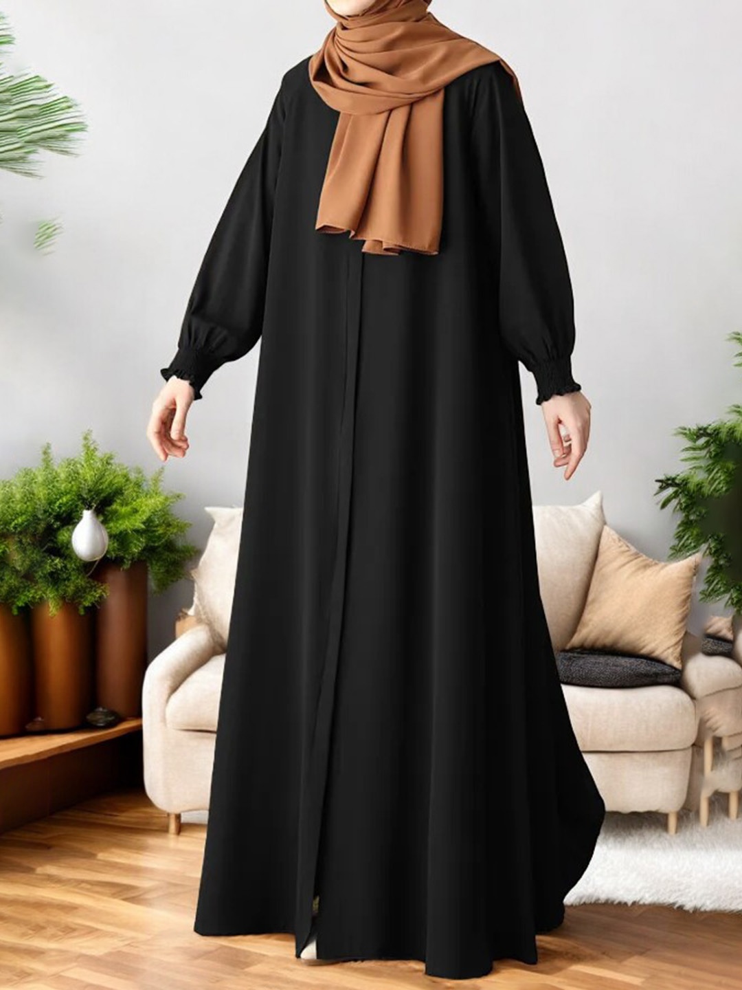 

MUSHKIYA Abaya Burqa With Scarf, Black