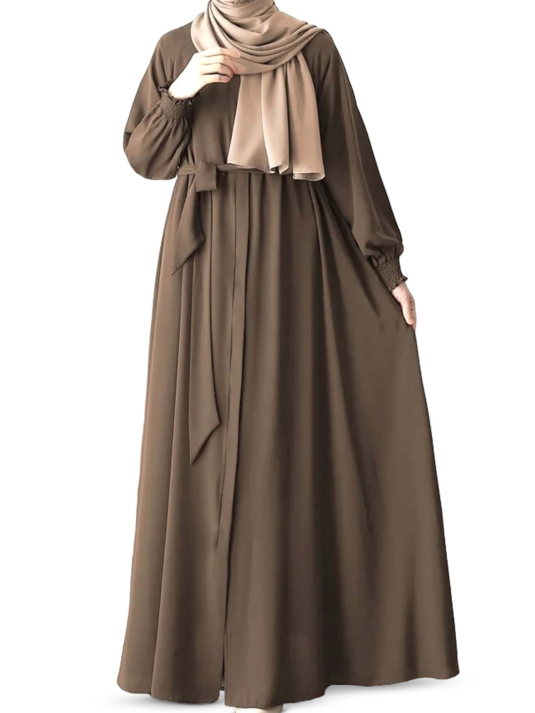 

MUSHKIYA Arrabi Embellished Burqa With Scarf, Khaki