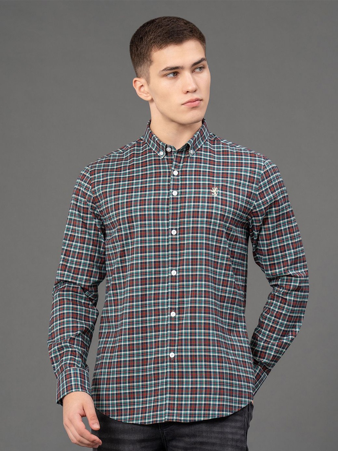 

Red Tape Men Checked Button-Down Collar Casual Shirt, Brown