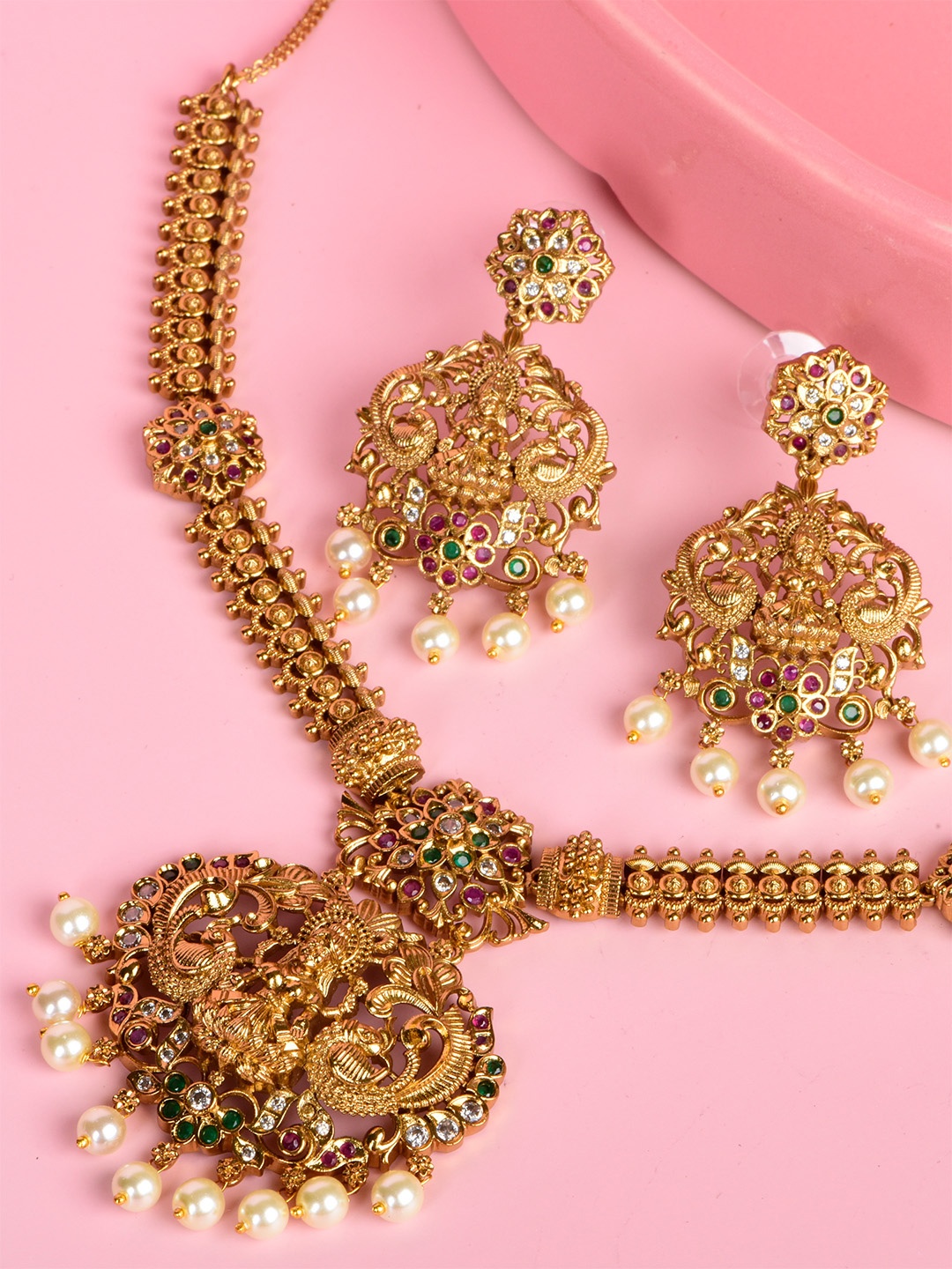 

SHARLEEZ Gold Plated AD Studded Jewellery Set