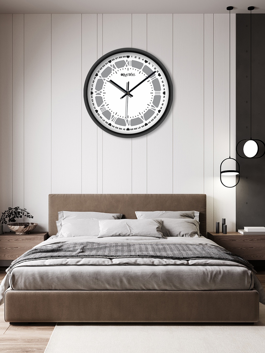 

OLIVE TREE Black & White Printed Analogue Contemporary Wall Clock