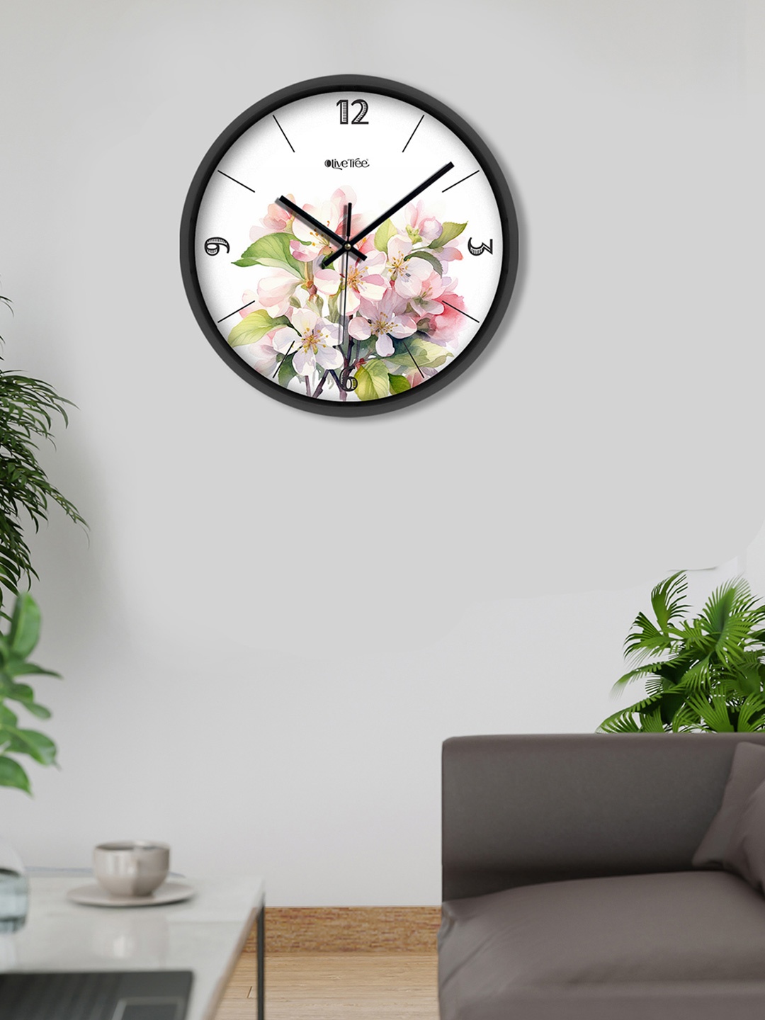 

OLIVE TREE Black & Pink Printed Analogue Contemporary Wall Clock