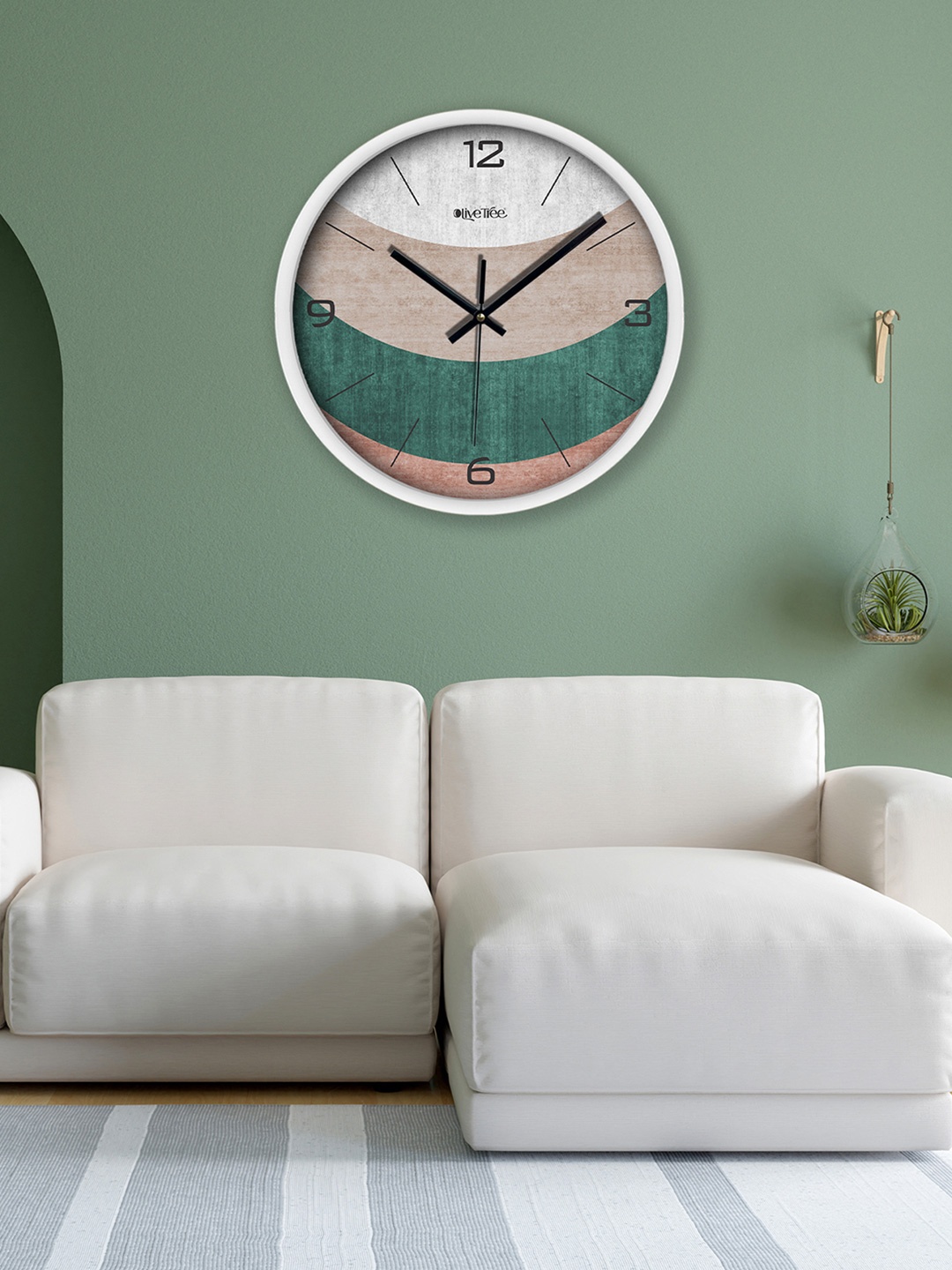

OLIVE TREE Gold-Toned & Green Printed Analogue Contemporary Wall Clock