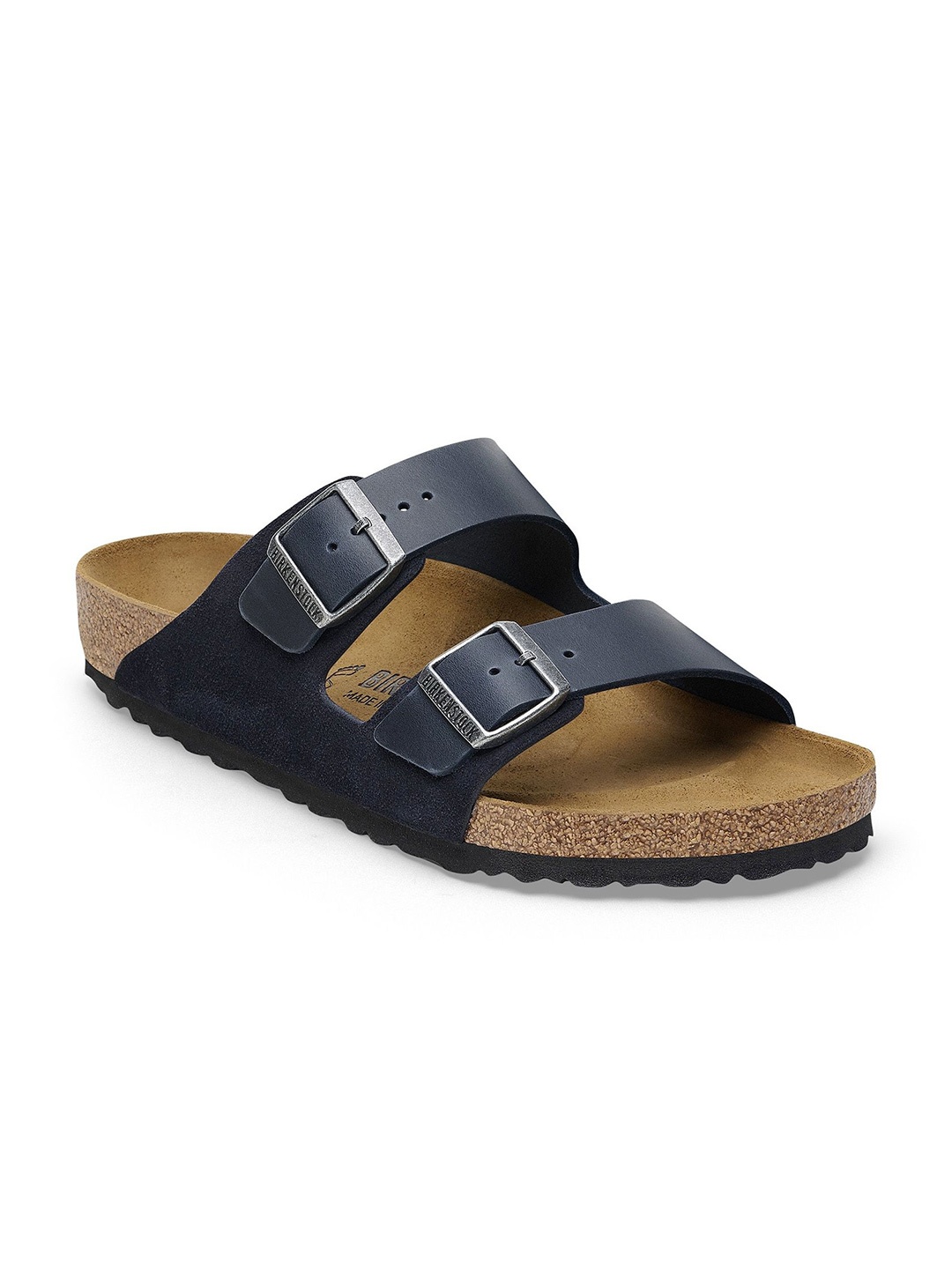 

Birkenstock Men Regular Width Arizona Bs Leather Two Strap Sandals, Blue