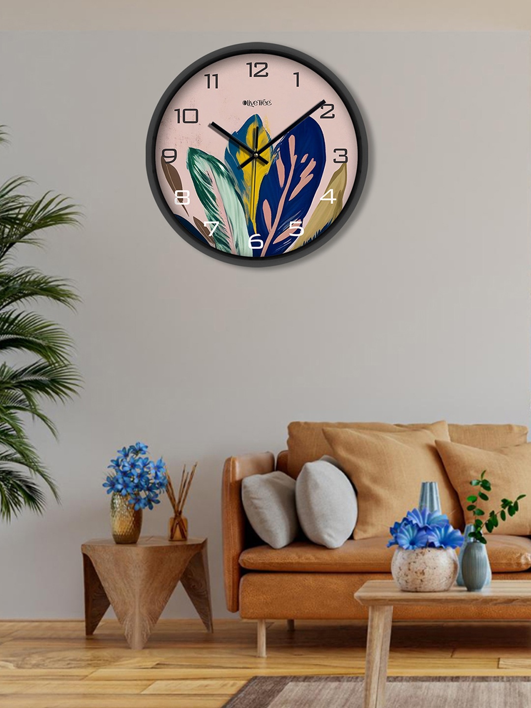 

OLIVE TREE Black & Pink Printed Analogue Contemporary Wall Clock