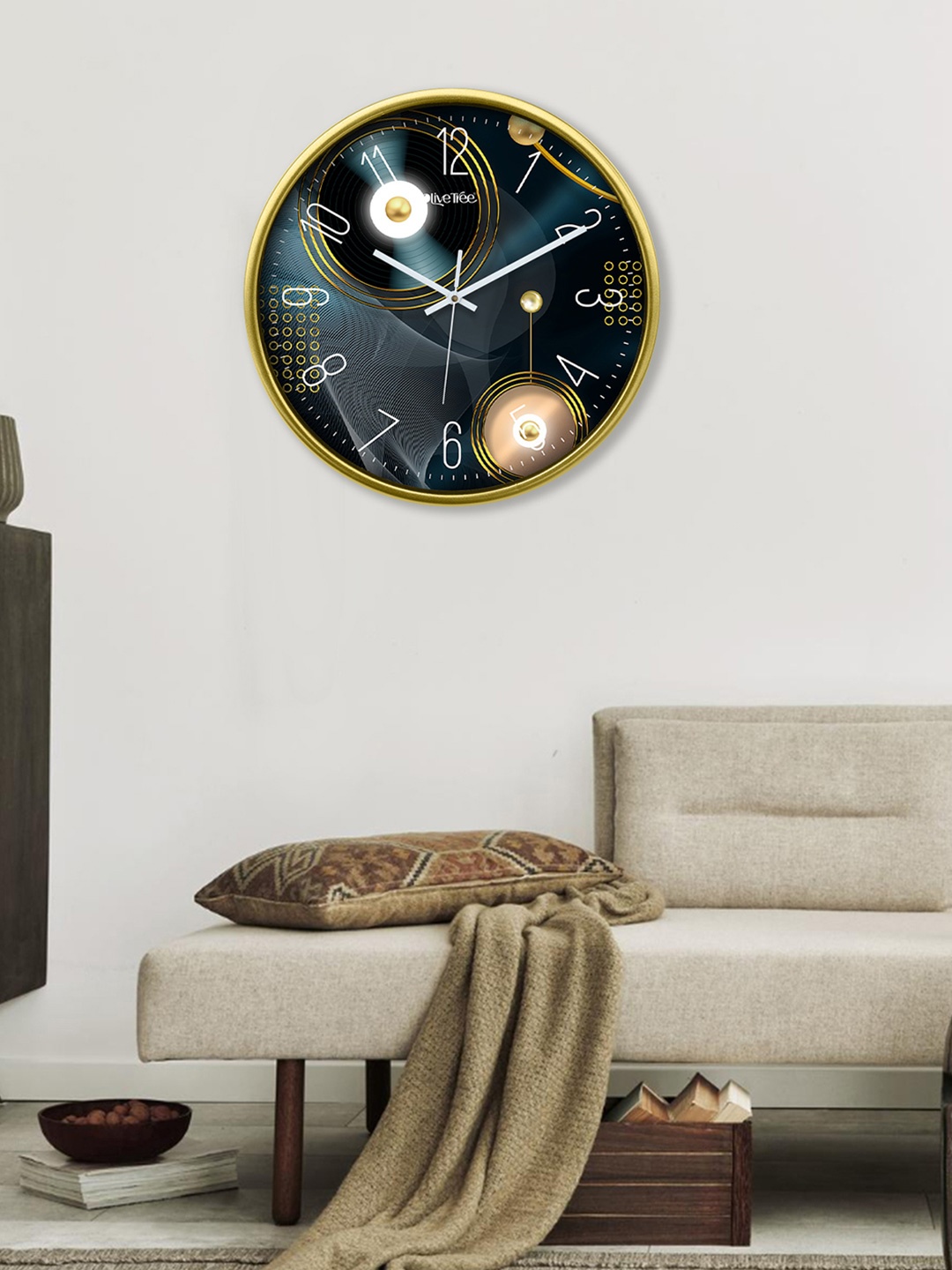 

OLIVE TREE White & Blue Printed Analogue Contemporary Wall Clock