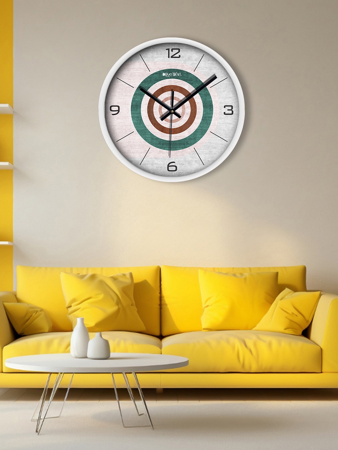 

OLIVE TREE White & Green Printed Analogue Contemporary Wall Clock