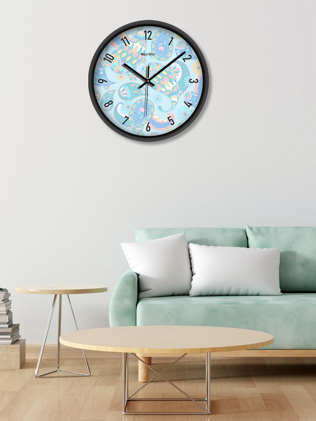 

OLIVE TREE Black & Blue Printed Analogue Contemporary Wall Clock