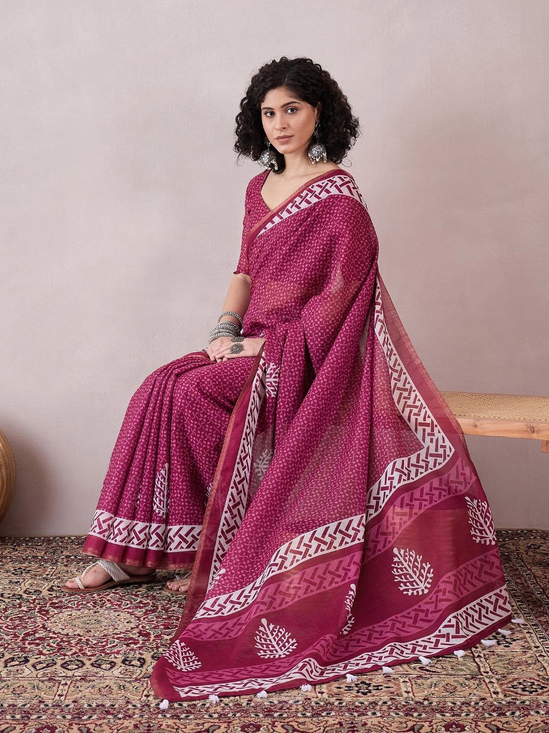 

KALINI Dabu Dabu Saree, Pink
