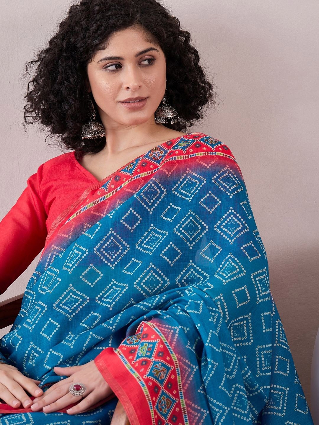 

KALINI Bandhani Saree, Blue