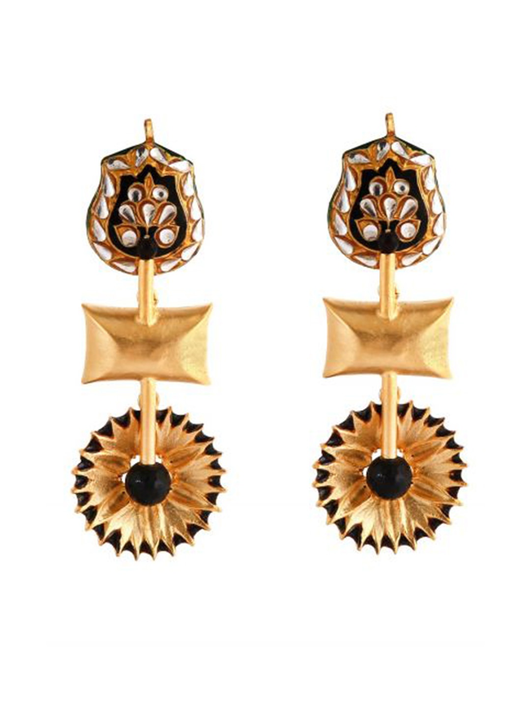 

Trupti Mohta Mughal Gold Plated Stone Studded Contemporary Drop Earrings