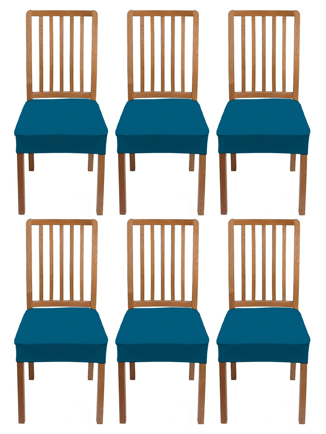 

Lazi 6 Pieces Blue Stretchable Dining Chair Seat Covers