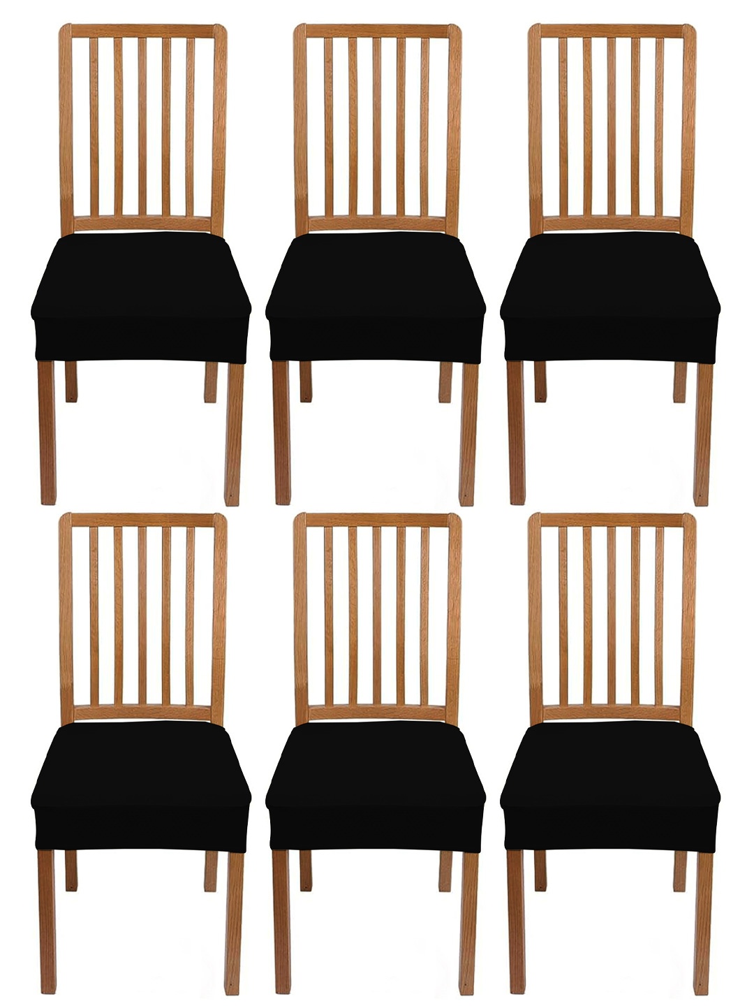 

Lazi 6 Pieces Black Stretchable Dining Chair Seat Covers