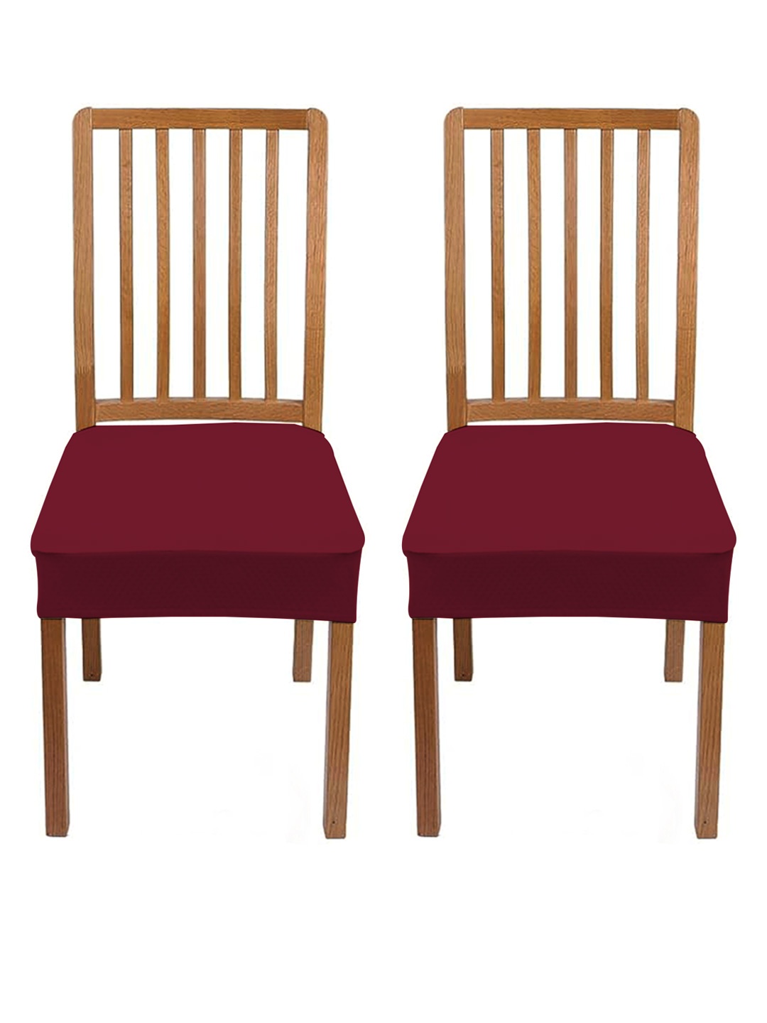 

Lazi 2 Pieces Maroon Stretchable Dining Chair Seat Covers