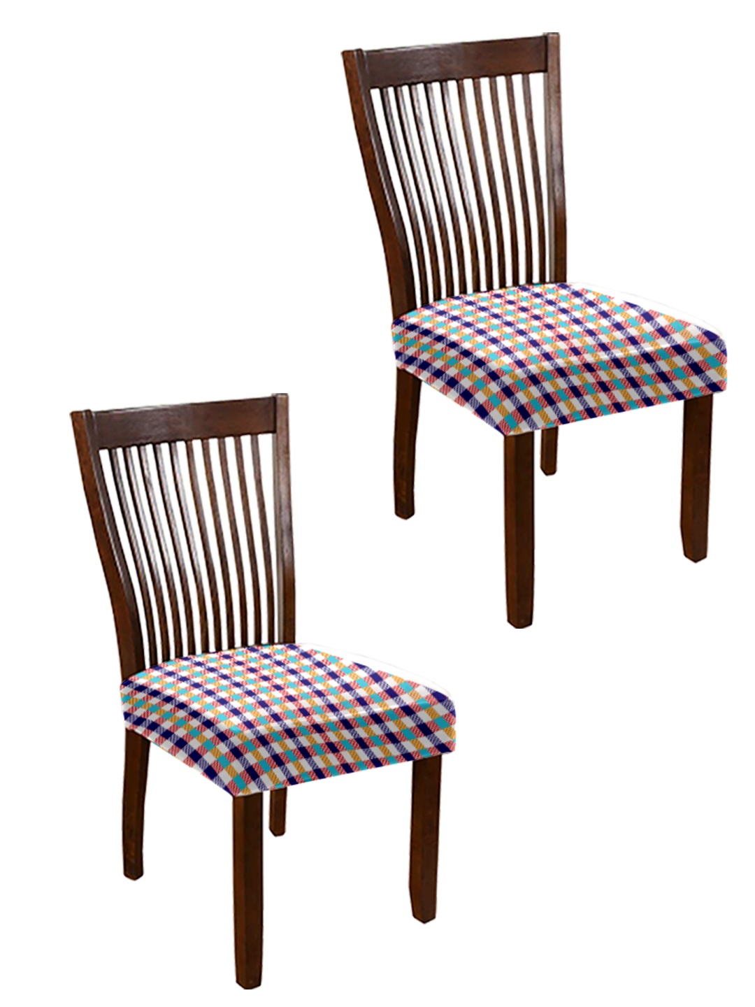 

Lazi 2 Pieces Stretchable Dining Chair Seat Covers, Blue