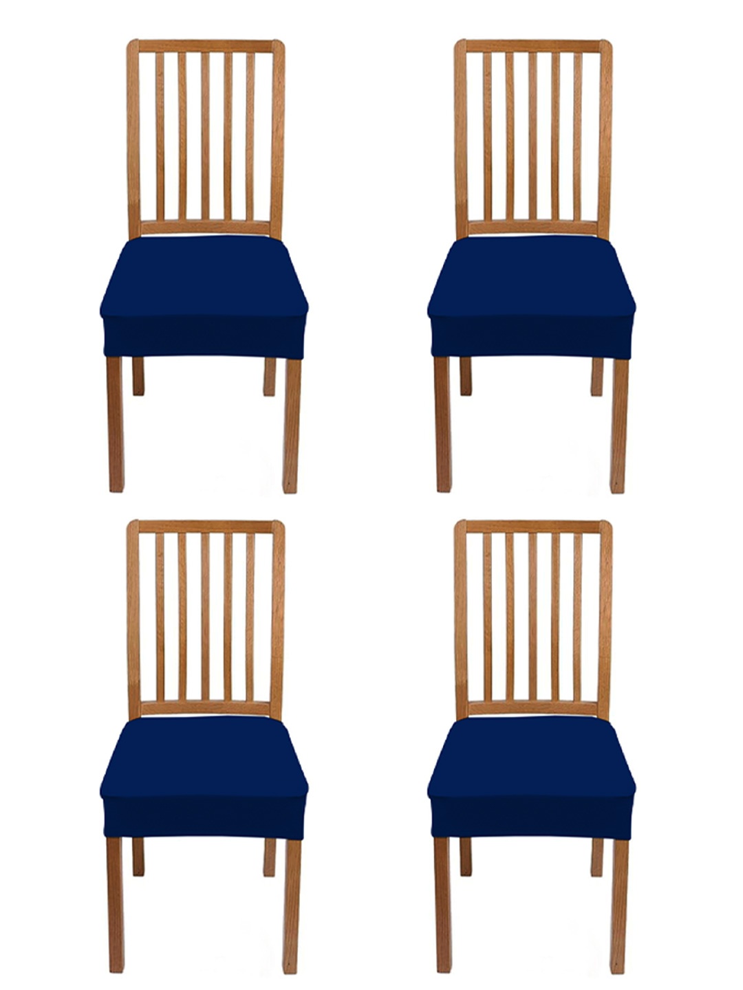 

Lazi 4 Pieces Blue Stretchable Dining Chair Seat Covers, Navy blue