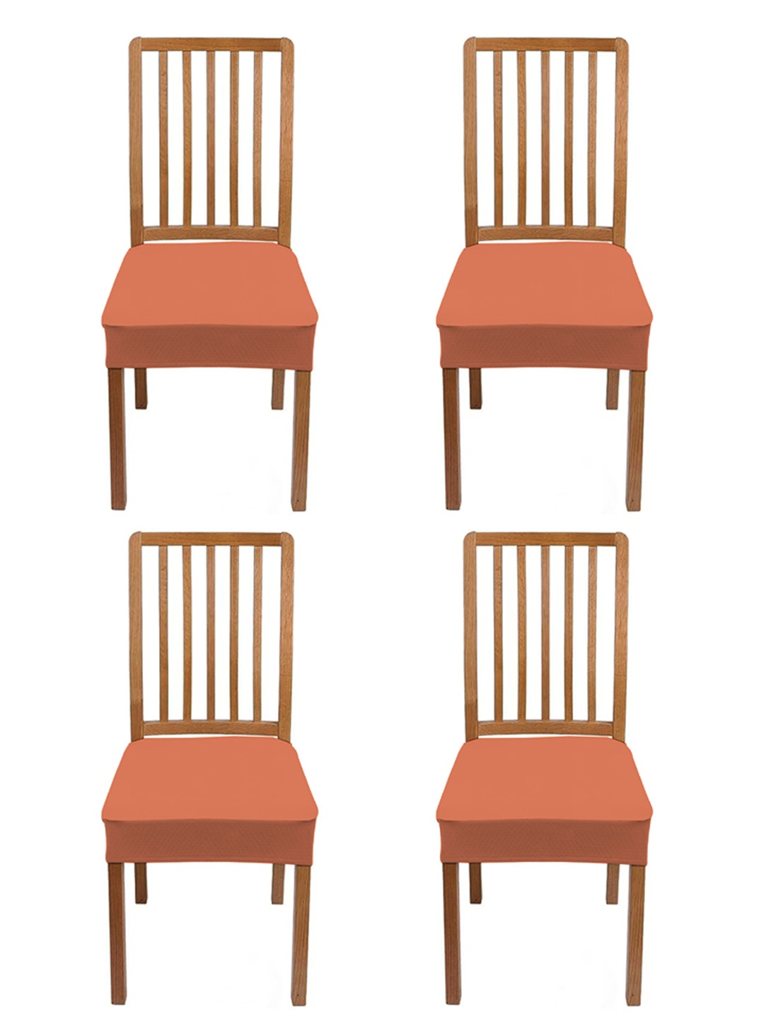 Lazi 4 Pieces Peach-colored Stretchable Dining Chair Seat Covers