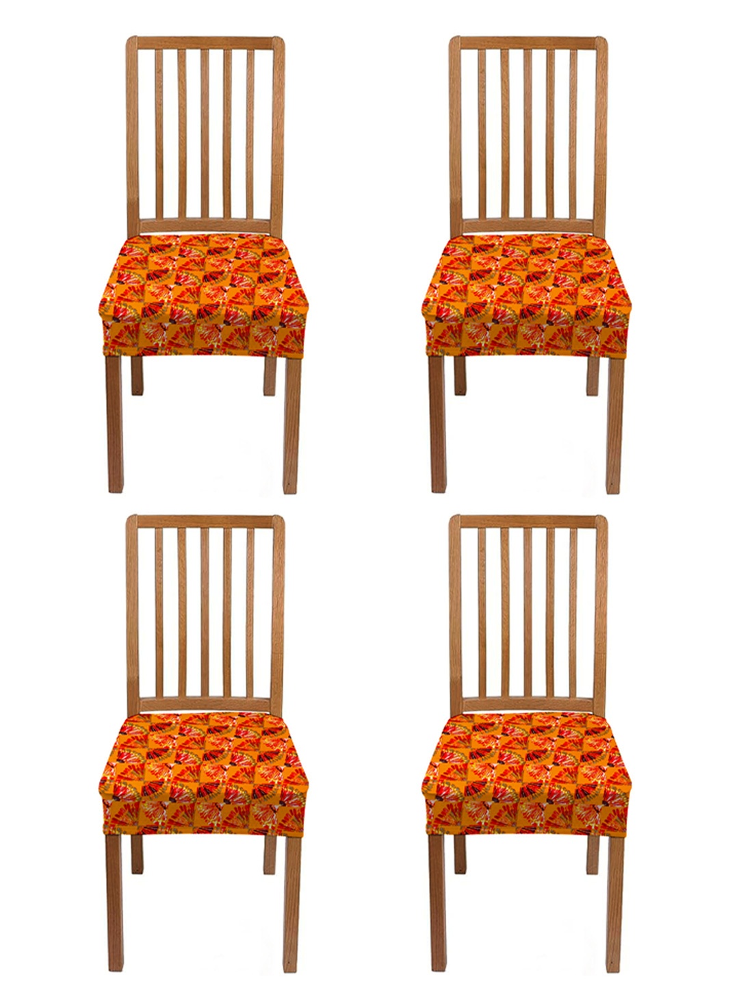 

Lazi 4 Pieces Orange-Colored Stretchable Dining Chair Seat Covers