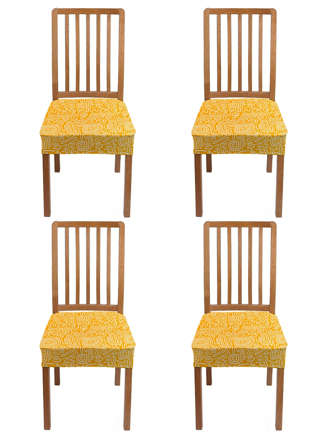 

Lazi 4 Pieces Yellow Stretchable Dining Chair Seat Covers