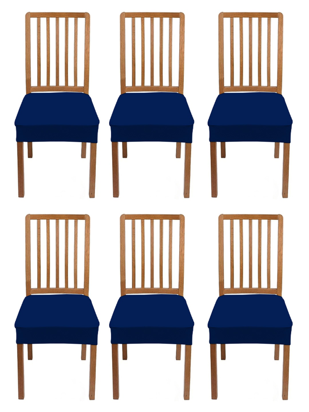 

Lazi 6 Pieces Blue Stretchable Dining Chair Seat Cover, Navy blue