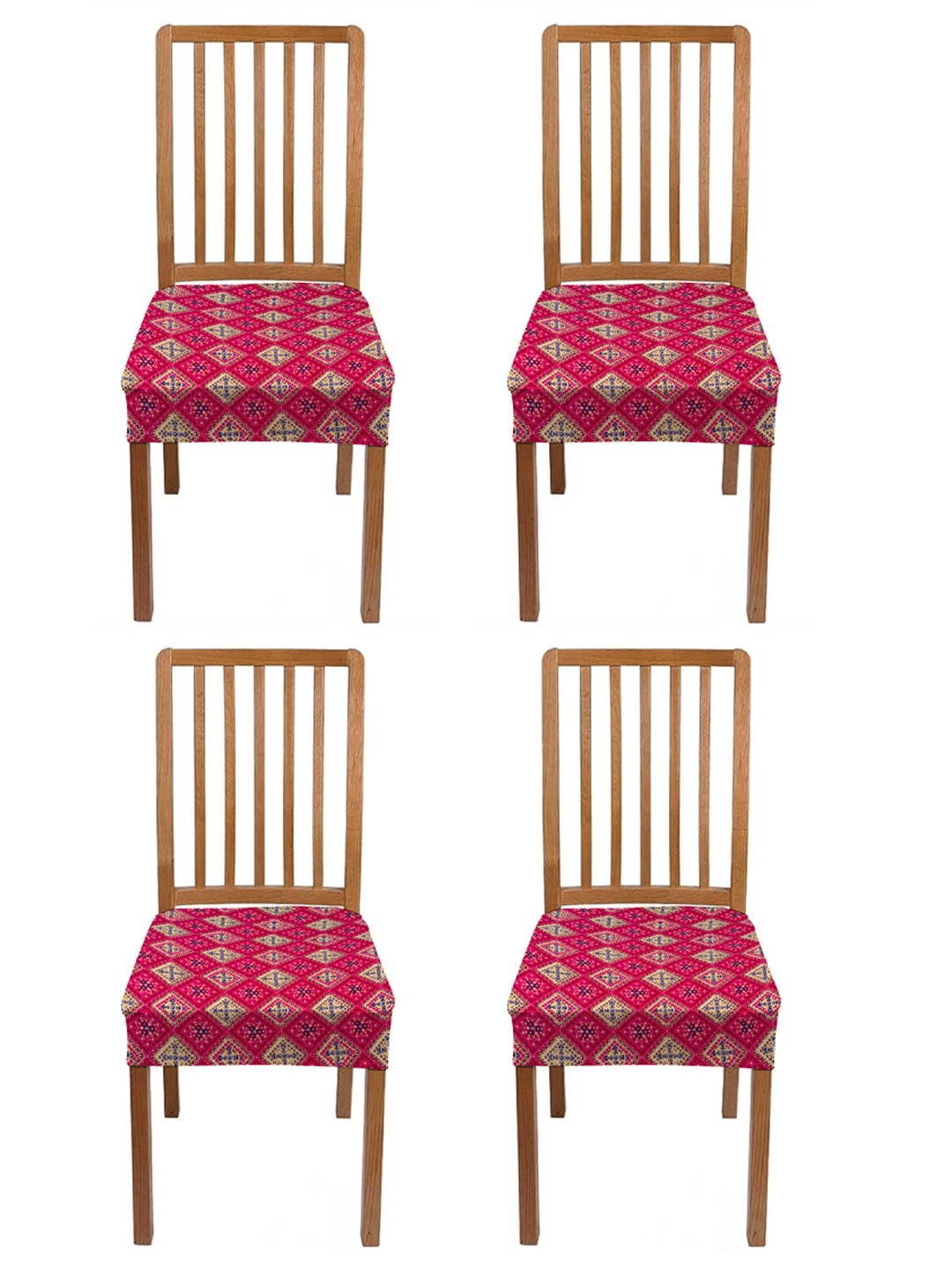 

Lazi 4 Pieces Pink Printed Stretchable Chair Covers
