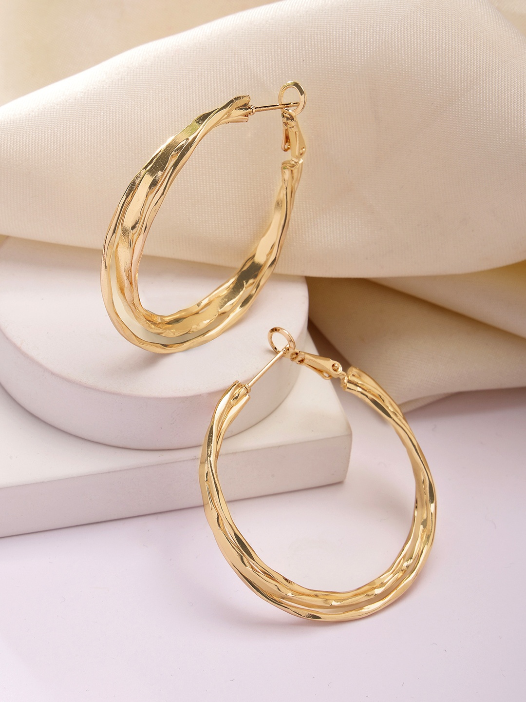 

Bohey by KARATCART Gold Plated Contemporary Hoop Earrings