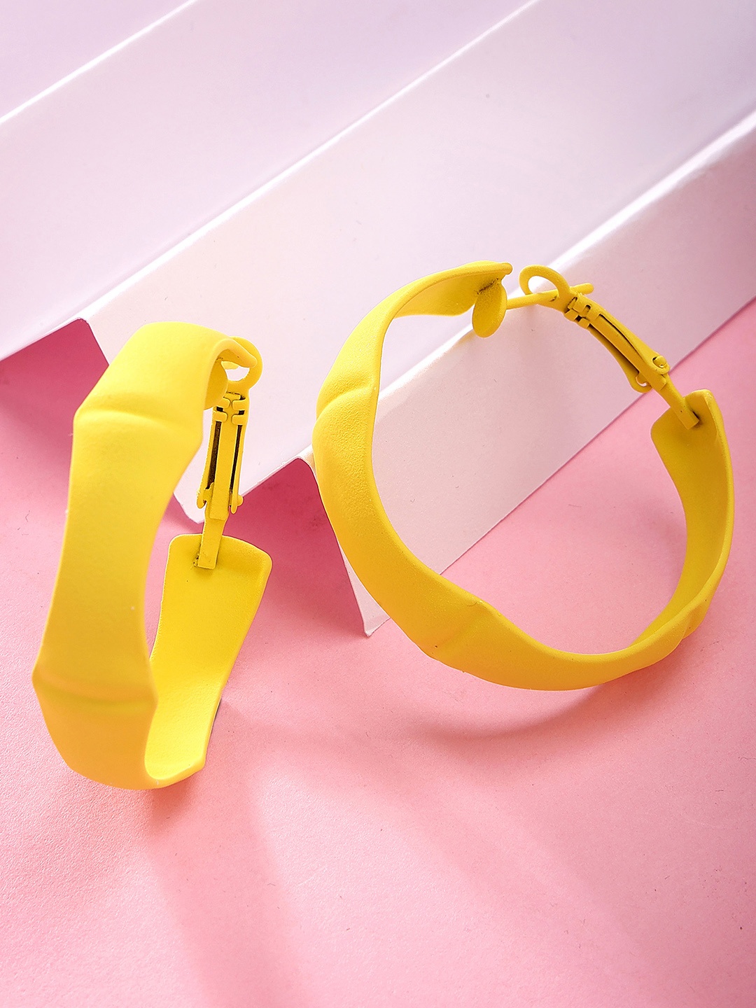 

Bohey by KARATCART Contemporary Hoop Earrings, Yellow