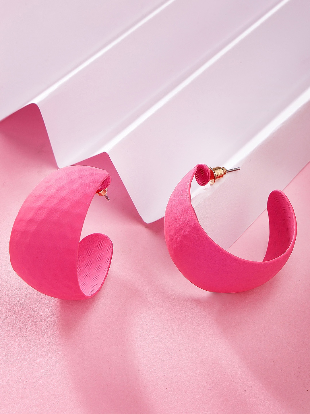 

Bohey by KARATCART Contemporary Half Hoop Earrings, Pink