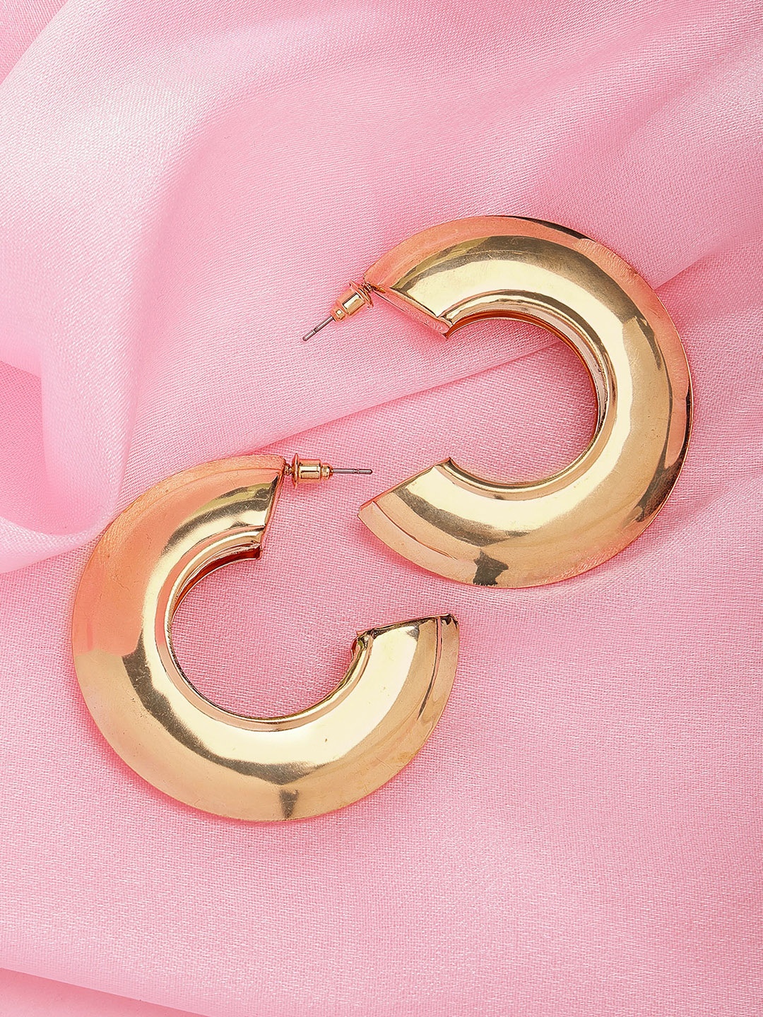 

Bohey by KARATCART Gold Plated Contemporary Half Hoop Earrings