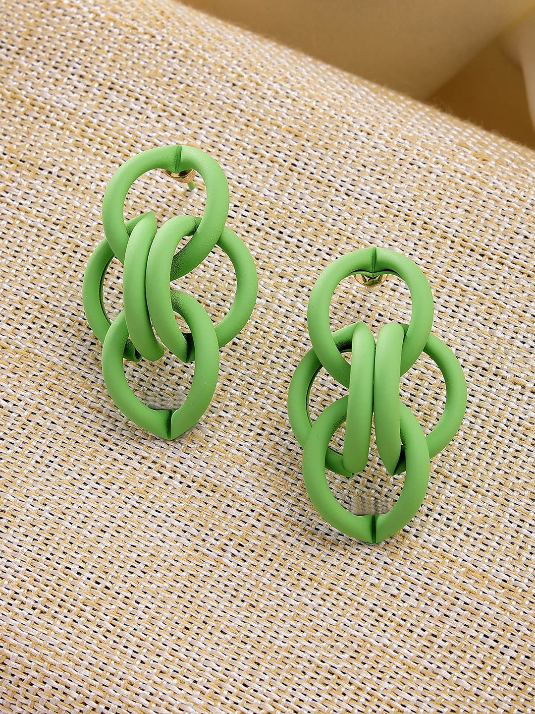 

Bohey by KARATCART Gold Plated Contemporary Drop Earrings, Lime green