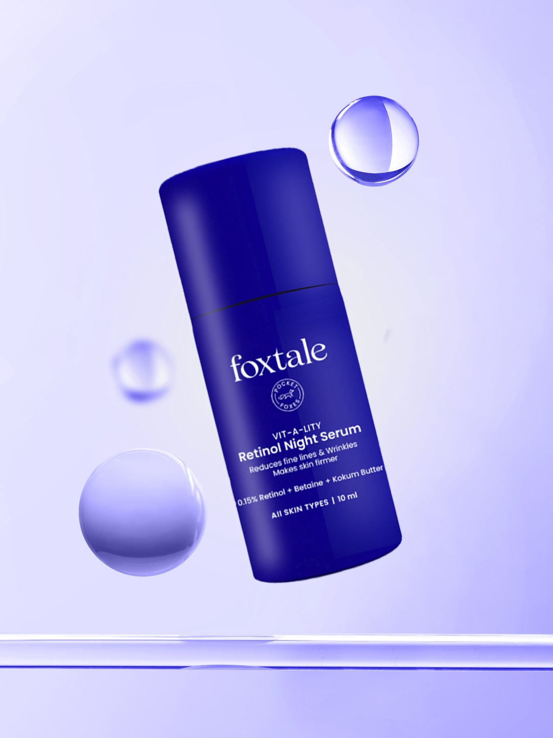 

FoxTale Lightweight Moisturizing & Anti-Aging 0.15% Retinol Night Serum- 10ml, Navy blue