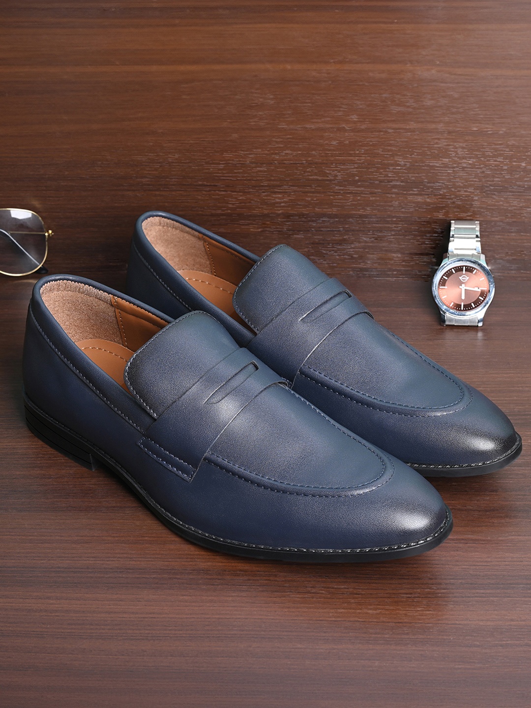 

LOUIS STITCH Men Slip On Formal Moccasin Shoes, Blue