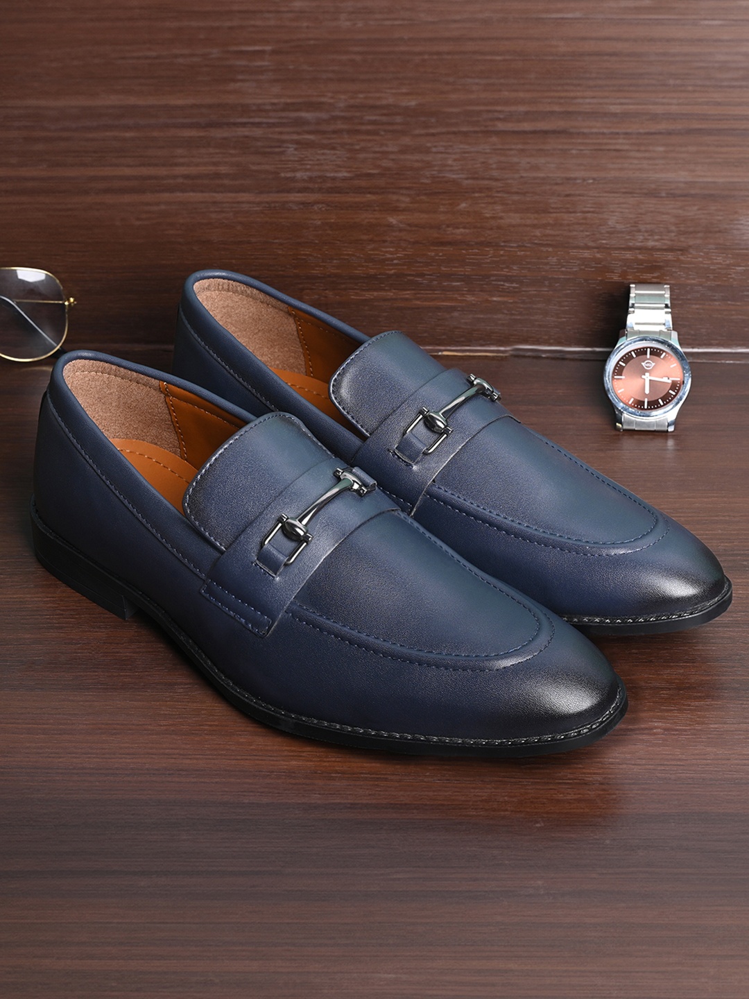 

LOUIS STITCH Men Slip On Formal Monk Shoes, Blue