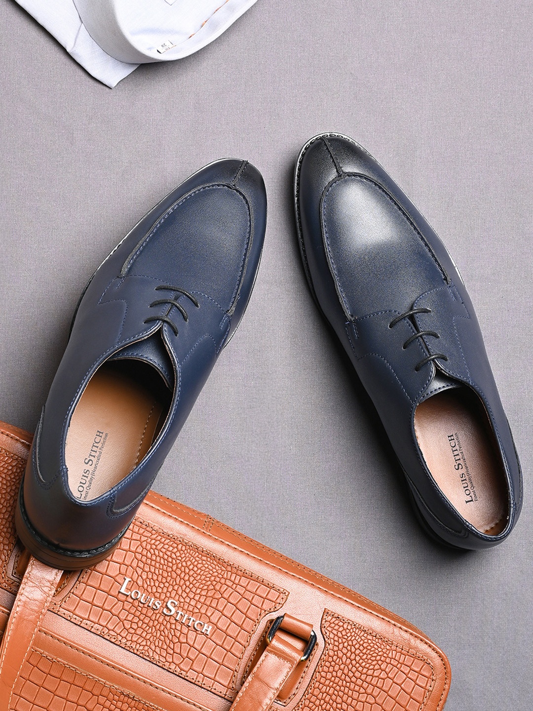 

LOUIS STITCH Men Prussian Blue Formal Lace Up Derby Shoes