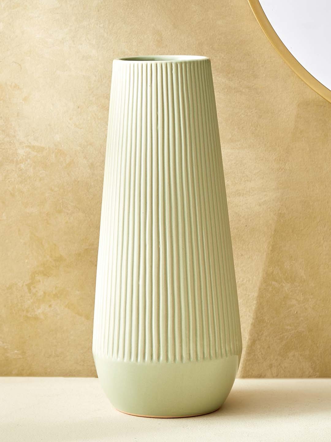 

Home Centre Splendid Goldcrest Green Textured Ceramic Flower Vases