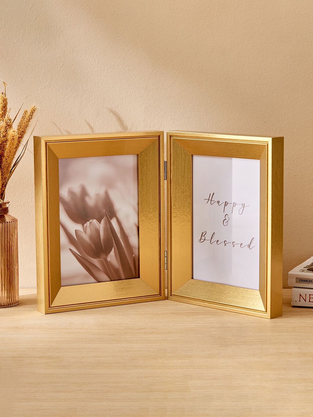 

Home Centre Beige Wooden Table Photo Frames