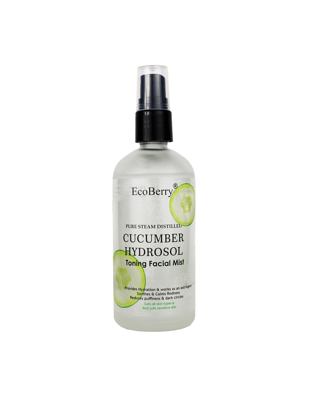 

EcoBerry Pure Steam Distilled Cucumber Hydrosol Toning Facial Mist - 100ml, Transparent