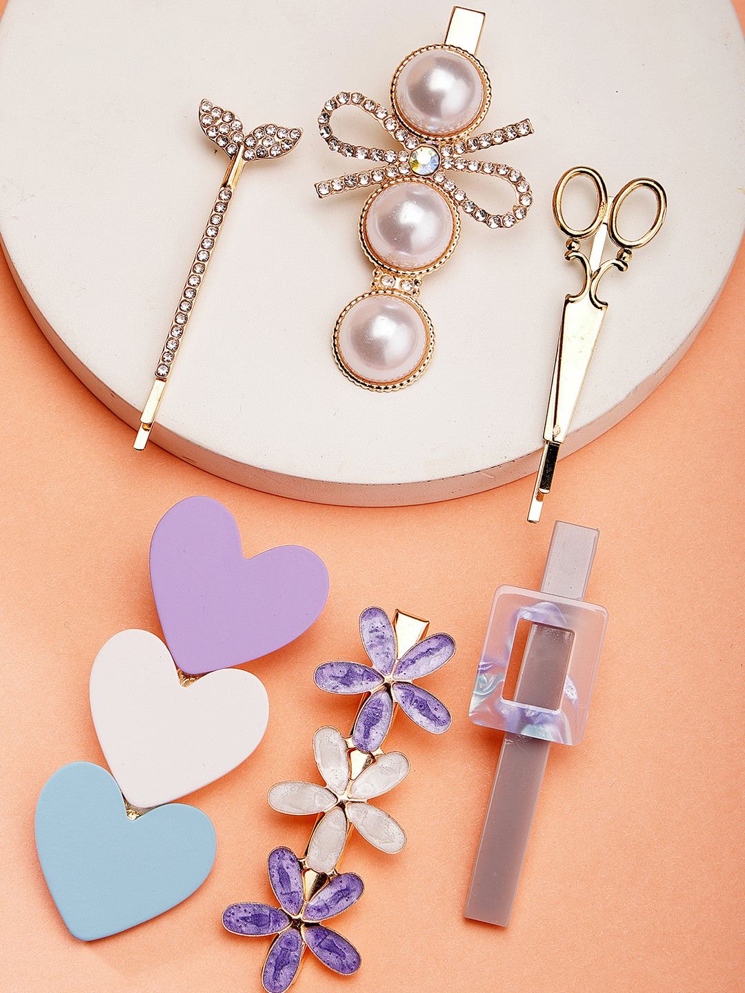 

Bohey by KARATCART Women Set of 6 Embellished Alligator Hair Clip, Blue