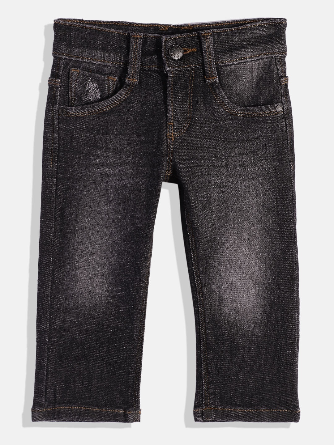 

U.S. Polo Assn. Kids Boys Relaxed Fit Light Fade Stretchable Jeans, Black