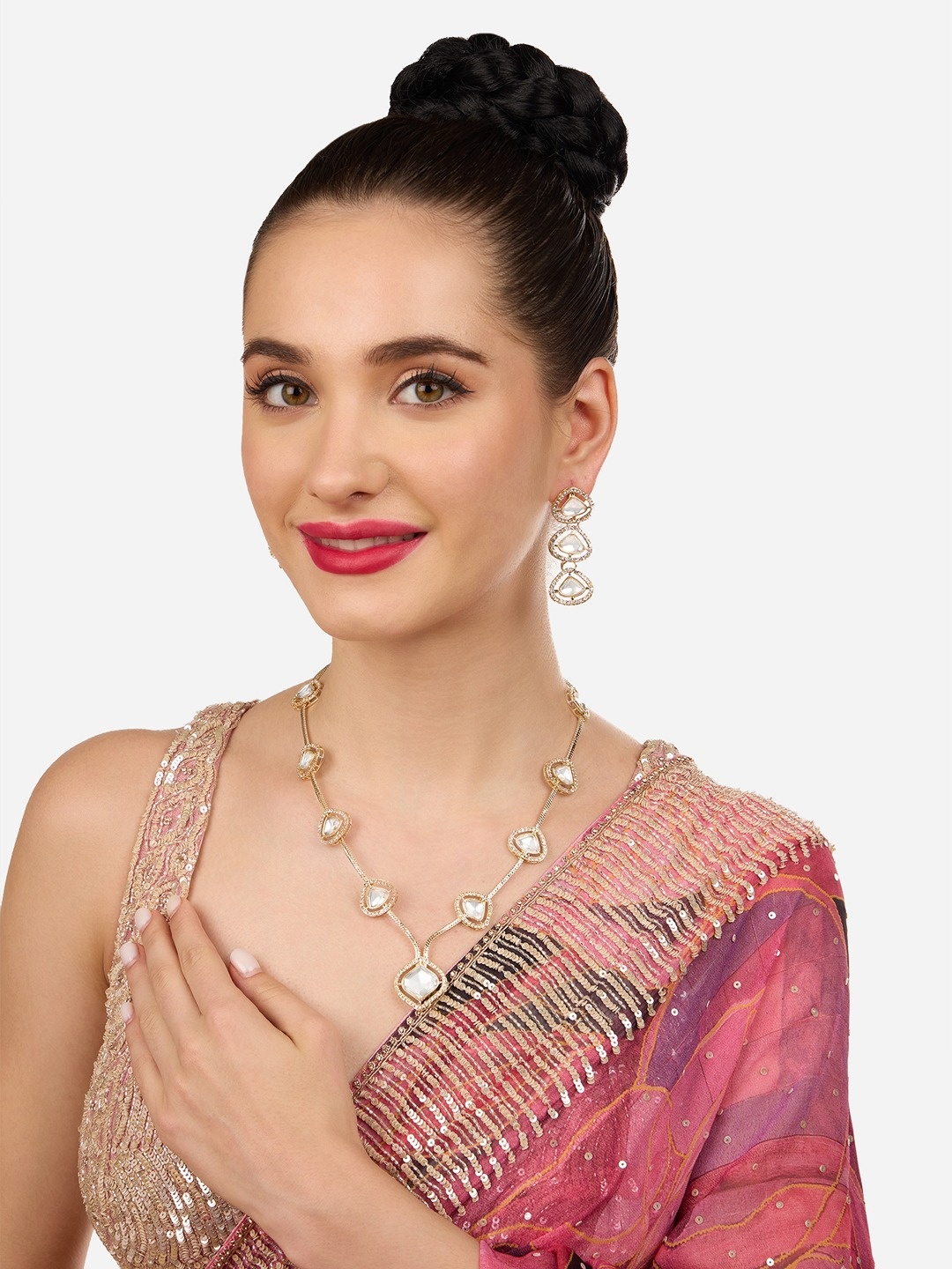 

AMI Stone Studded Jewellery Set, Gold