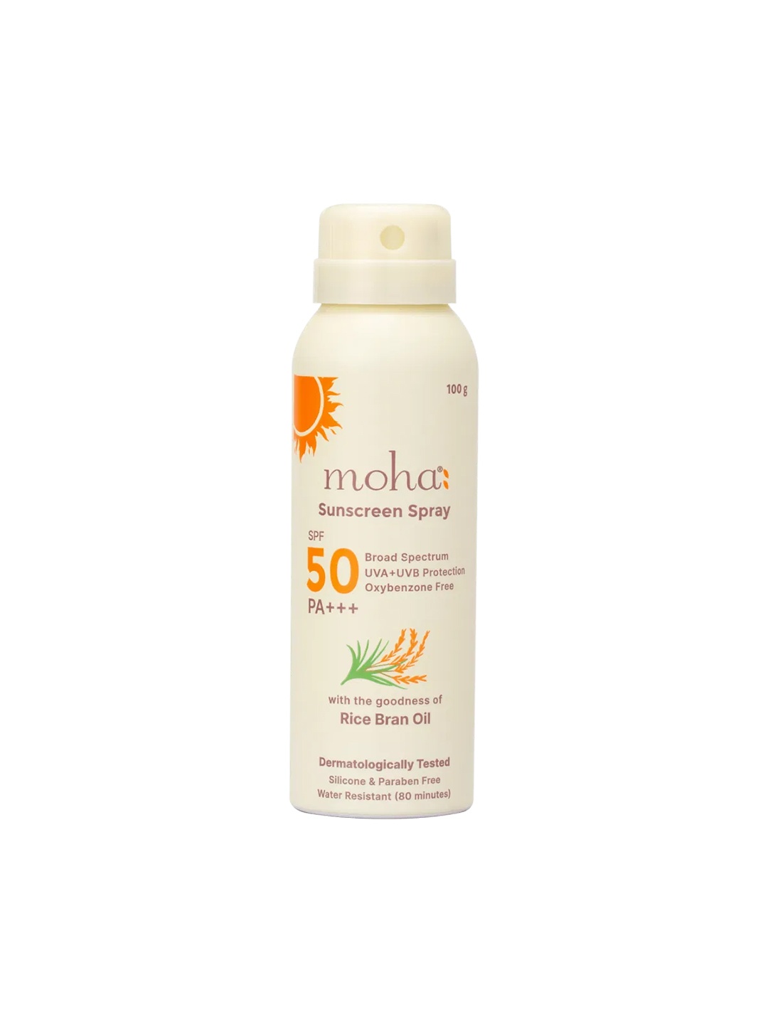 

Sunscreen Spray SPF 50 PA +++ High Protection with Rice Bran Oil for Glowing Skin- 100g, Cream