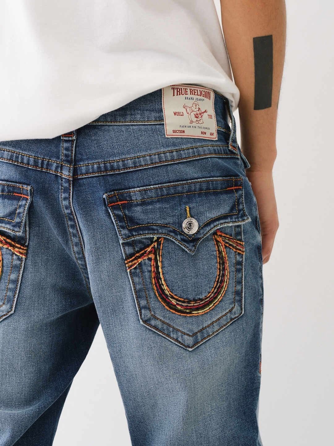 

True Religion SN Rocco Slim Fit Mid-Rise Washed Jeans, Blue