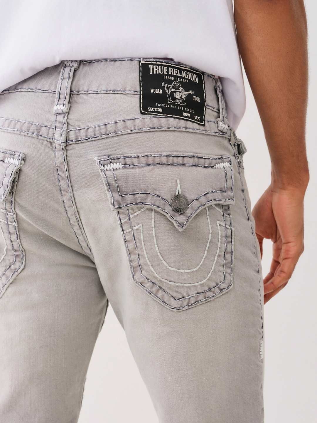 

True Religion Super T Rocco Slim Fit Mid-Rise Washed Jeans, Grey
