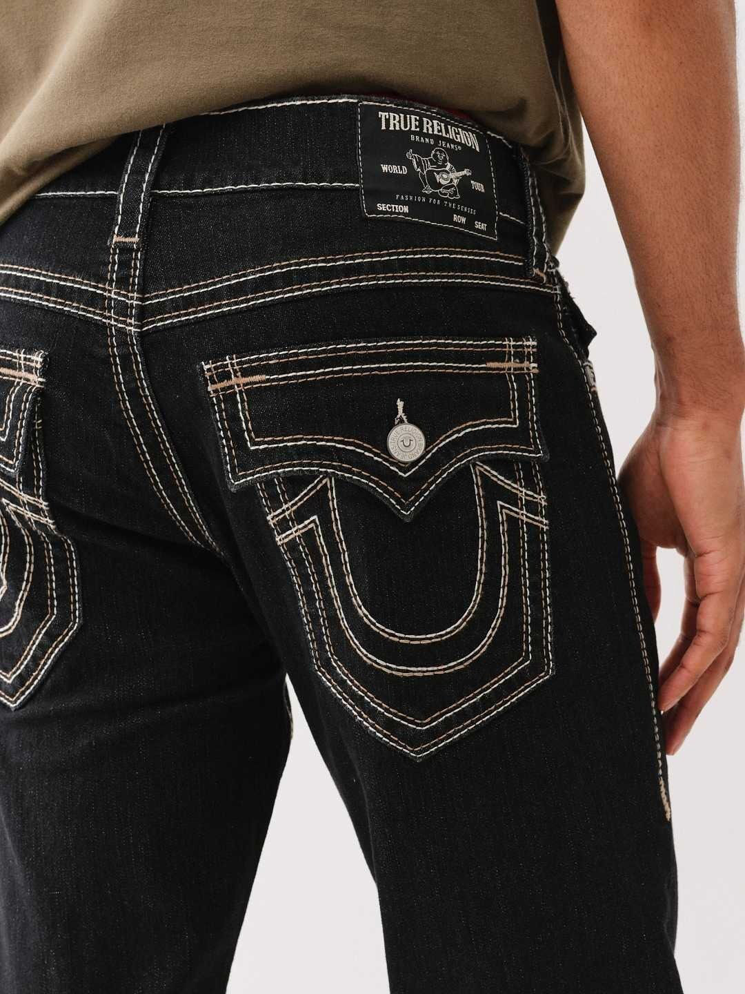 

True Religion Big QT Ricky Solid Straight Fit Mid-Rise Jeans, Black