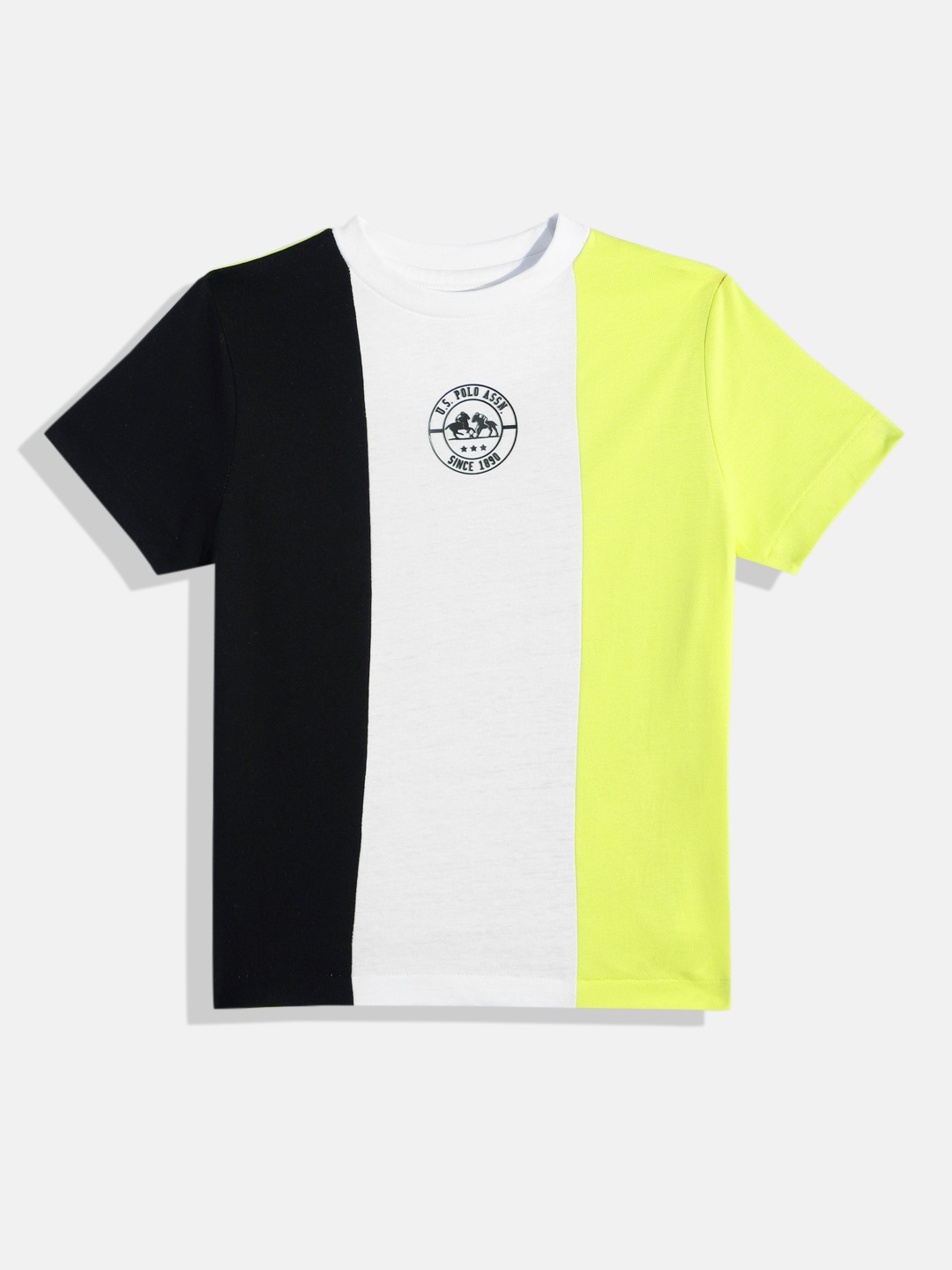 

U.S. Polo Assn. Kids Boys Colourblocked Pure Cotton T-shirt, Green