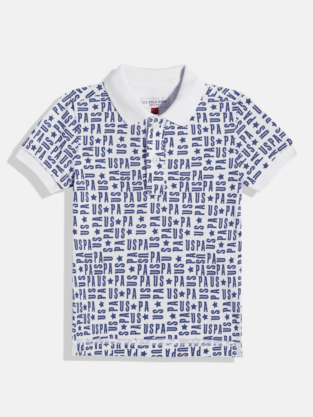 

U.S. Polo Assn. Kids Boys Brand Logo Printed Polo Collar Pure Cotton T-shirt, White