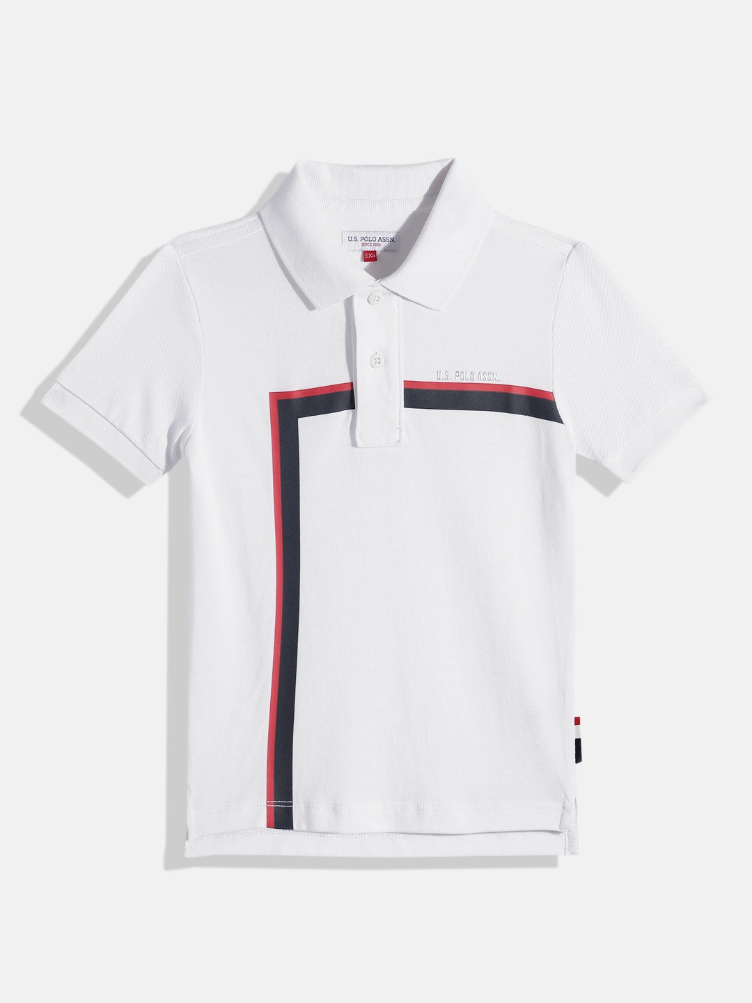 

U.S. Polo Assn. Kids Boys Striped Polo Collar Pure Cotton T-shirt, White