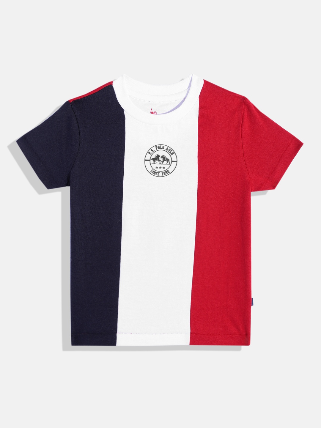 

U.S. Polo Assn. Kids Boys Colourblocked Pure Cotton T-shirt, Navy blue